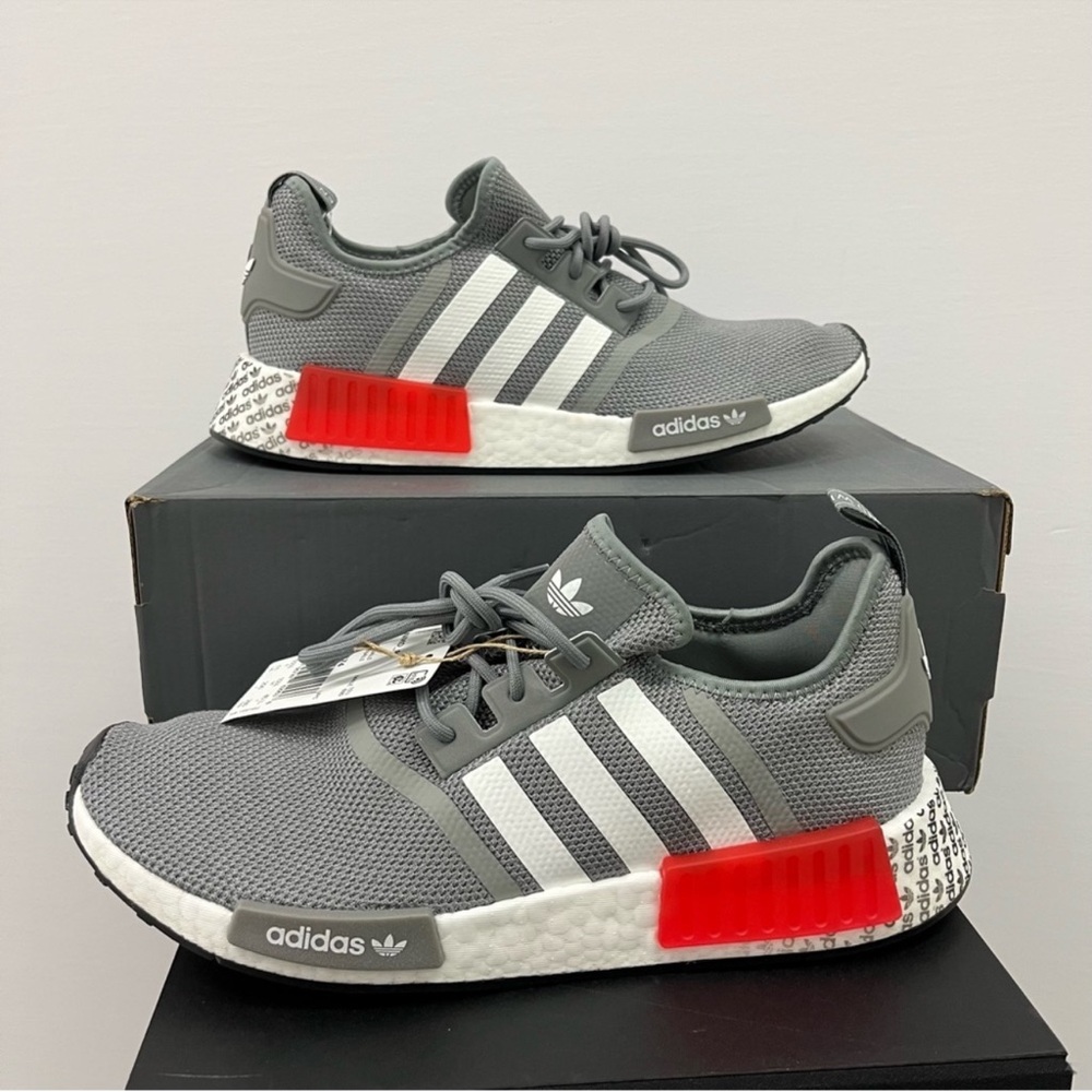 Adidas Gray Sneakers with Red Highlights
